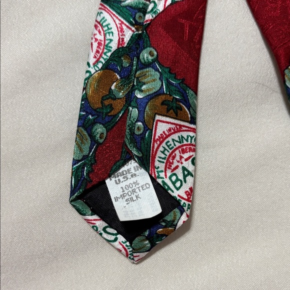 Tabasco Red and Green Silk Necktie - Picture 2 of 5